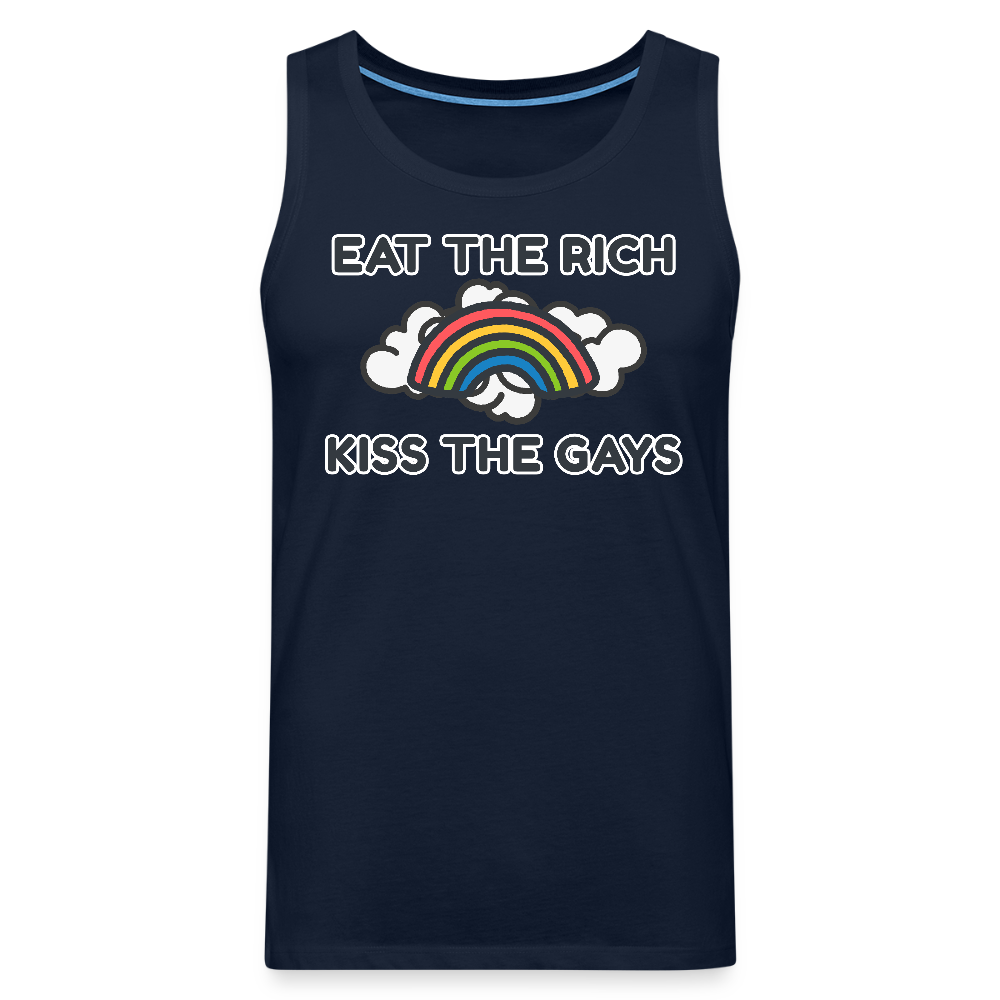 Eat the Rich, Kiss the Gays! Premium Tank Top - Navy