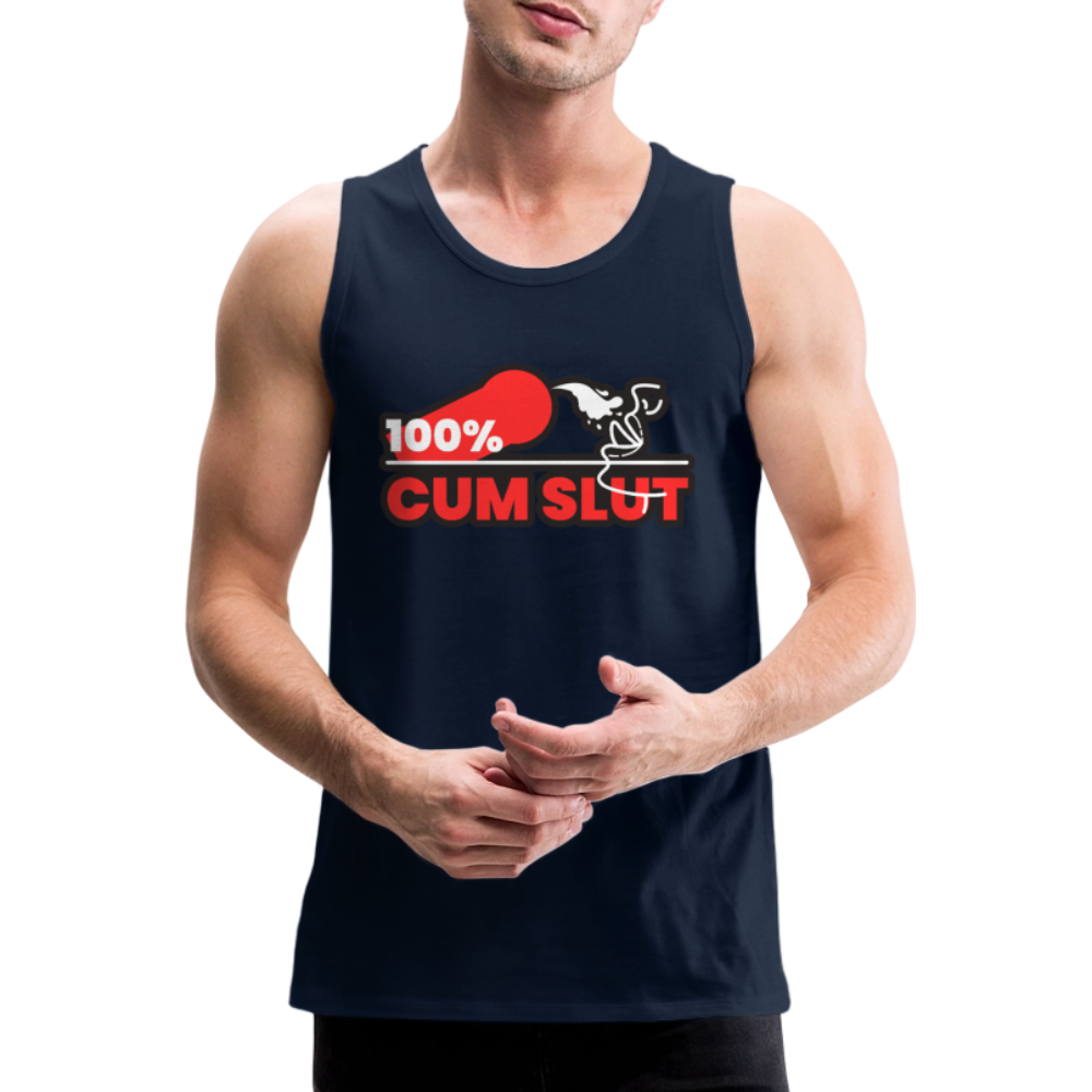 100% CUM SLUT | Kink Fetish Pride Premium Tank Top - Navy