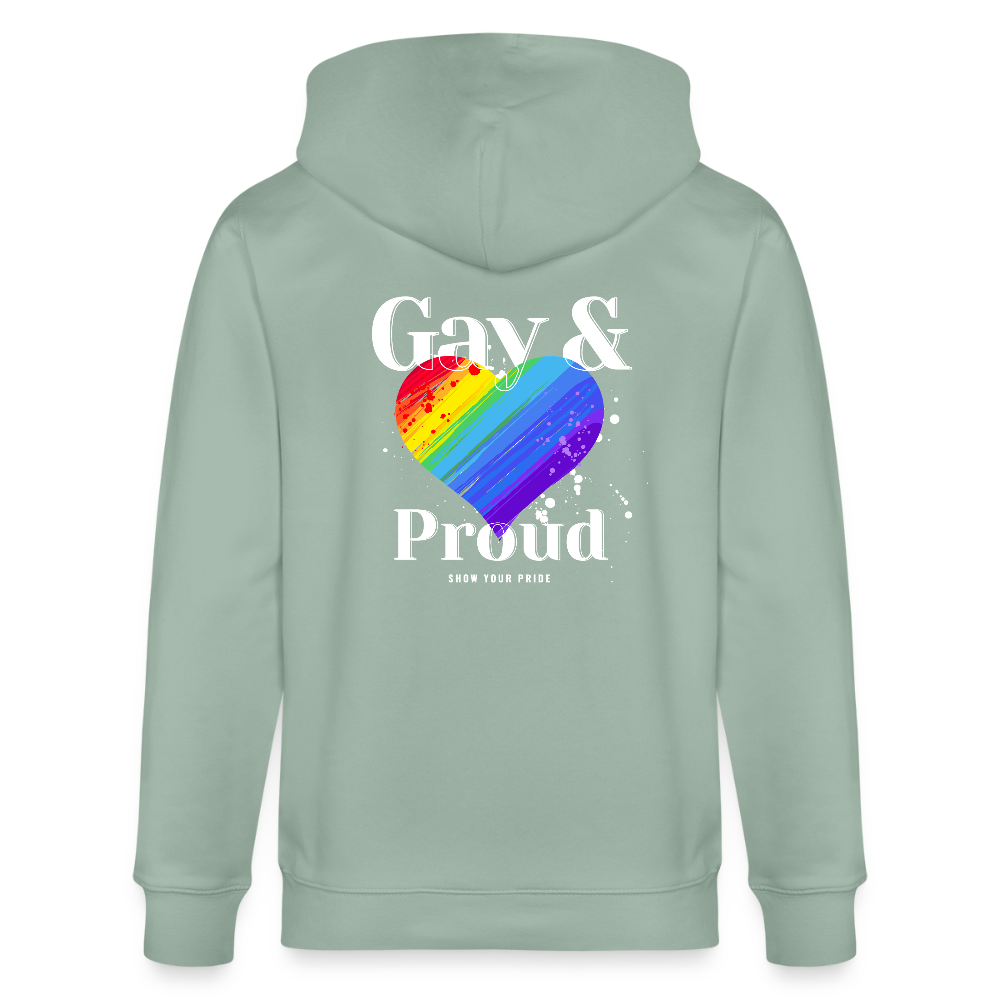 Gay & Proud | Pride Bio-Kapuzenjacke Unisex - Helles Graugrün
