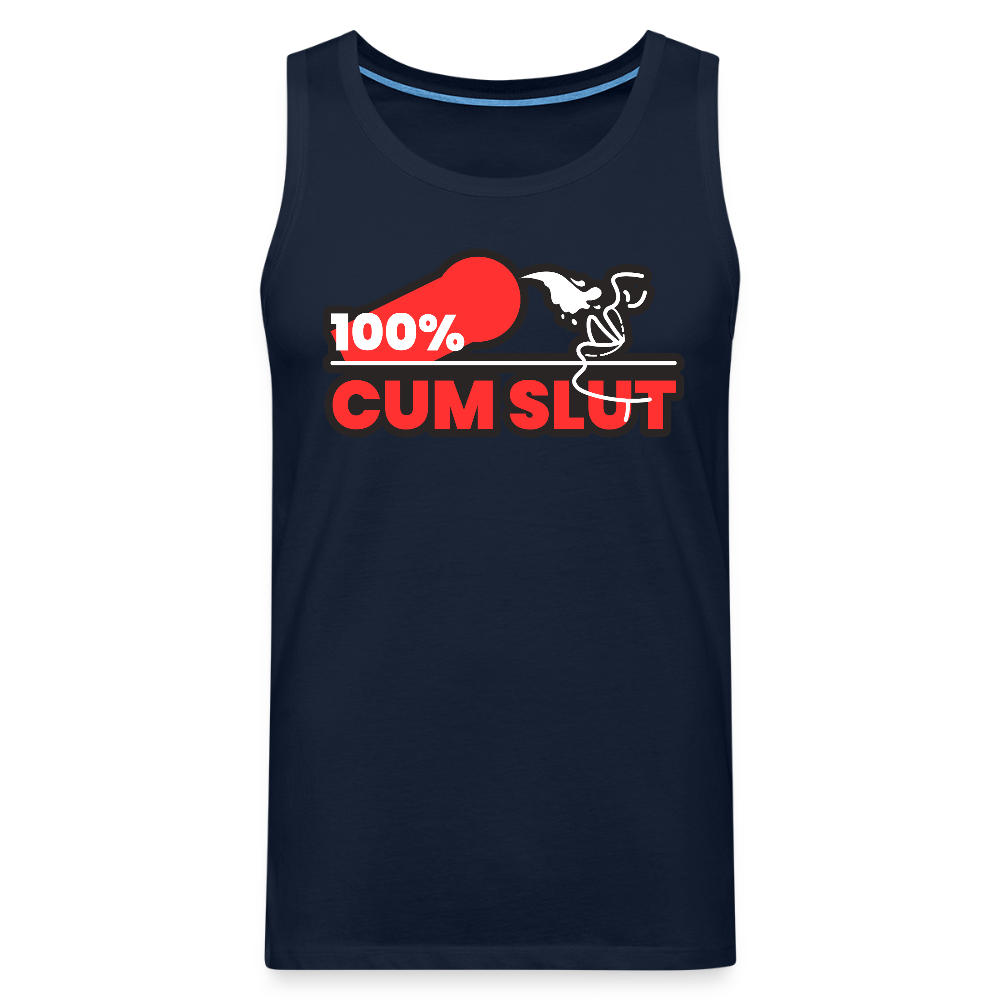 100% CUM SLUT | Kink Fetish Pride Premium Tank Top - Navy