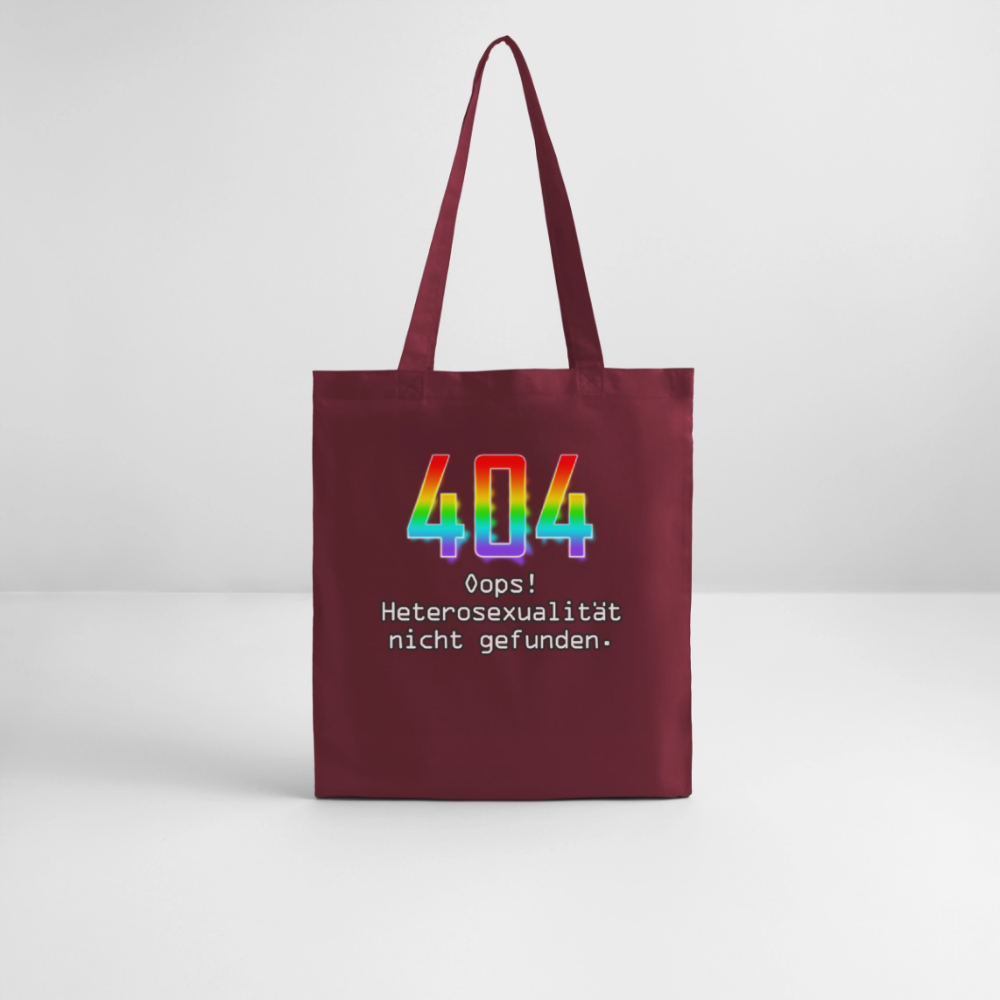 404 ERROR: Heterosexualität nicht gefunden. Pride Bio-Stoffbeutel - Burgunderrot