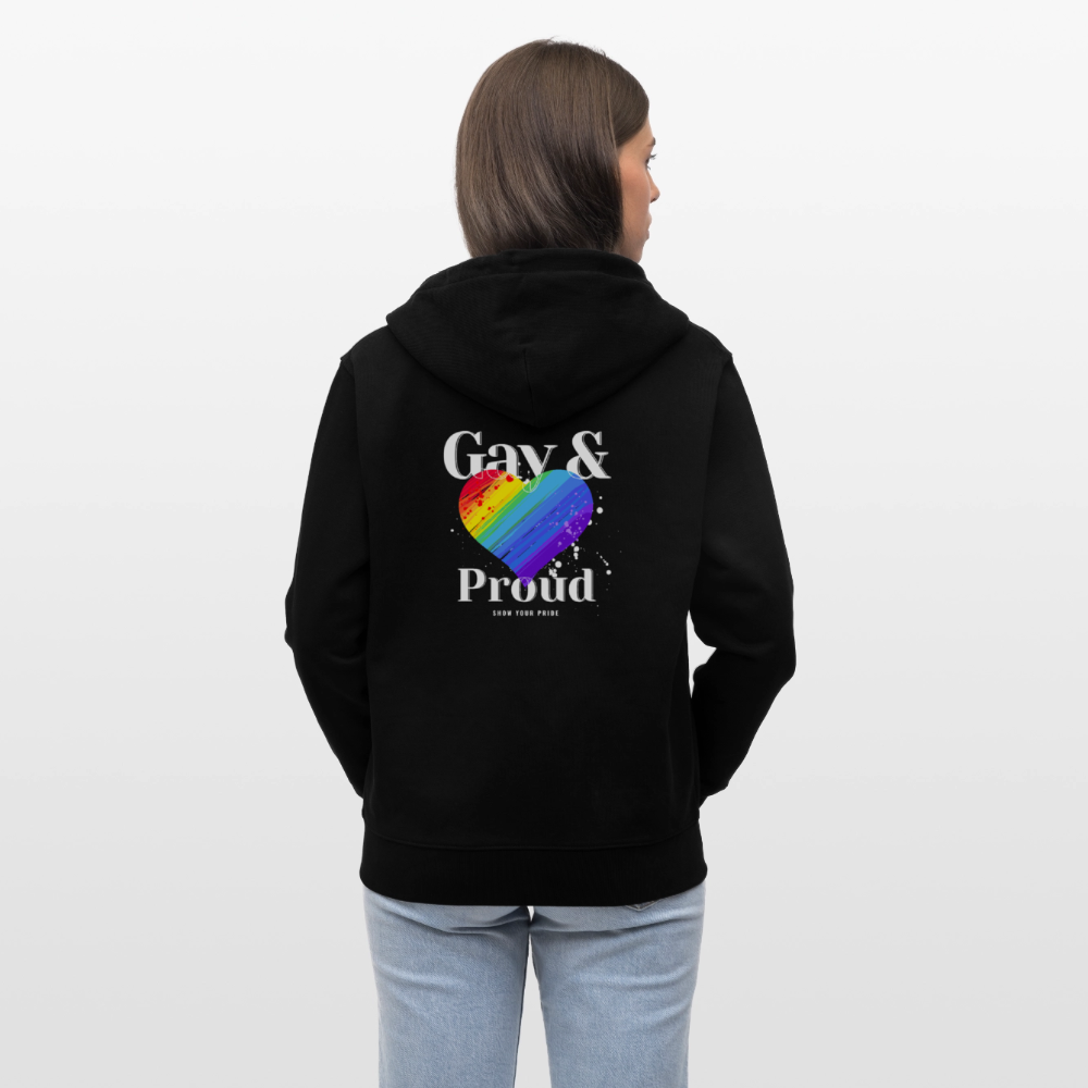 Gay & Proud | Pride Bio-Kapuzenjacke Unisex - Schwarz