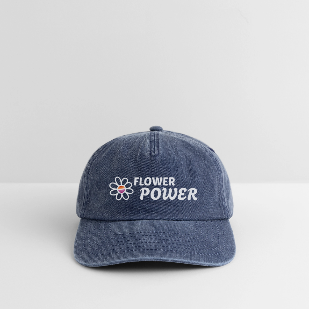 Flower Power! | Lesbian Pride Vintage Cap - Vintage Denim