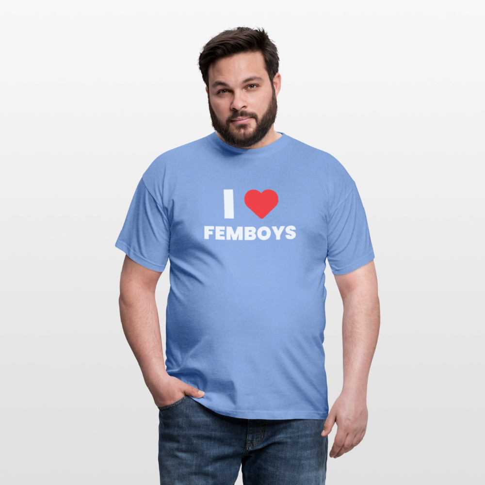 I LOVE FEMBOYS | Kink Fetish Pride T-Shirt - carolina blue