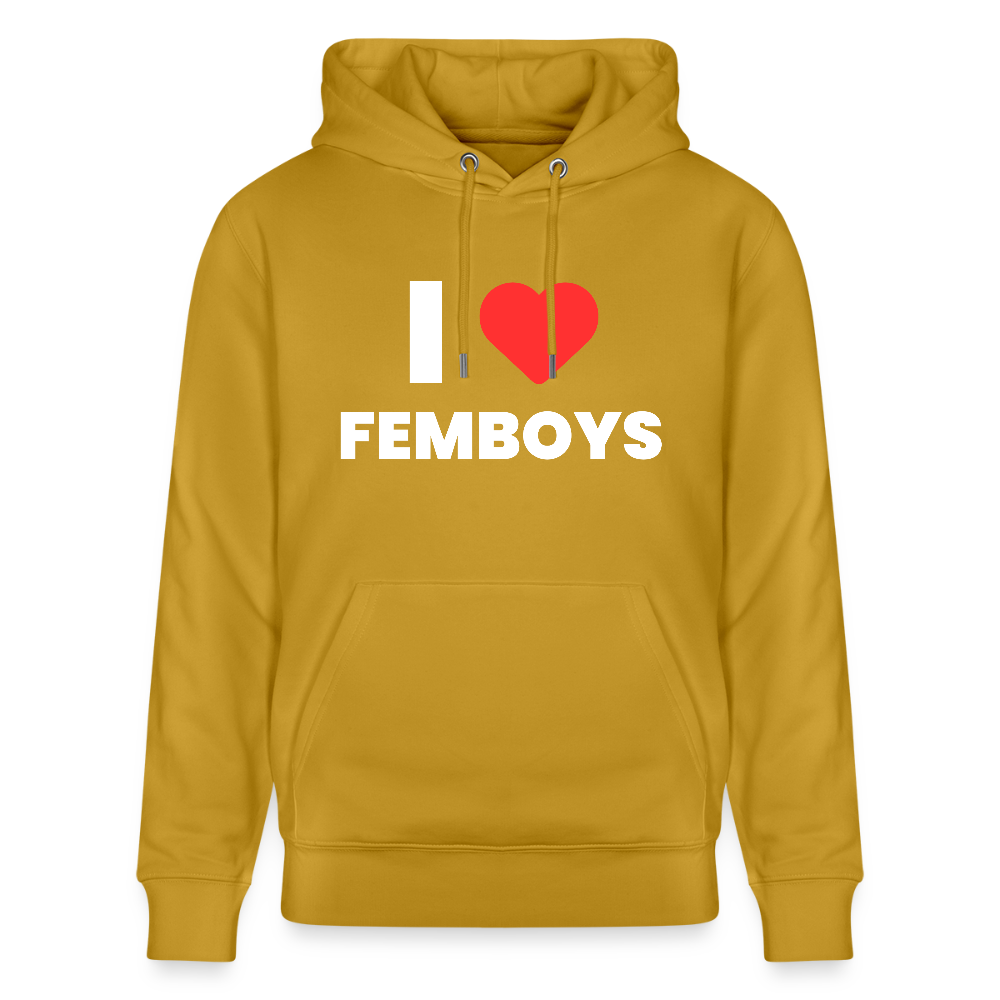 I LOVE FEMBOYS | Kink Fetish Pride Bio-Hoodie Unisex - Ocker
