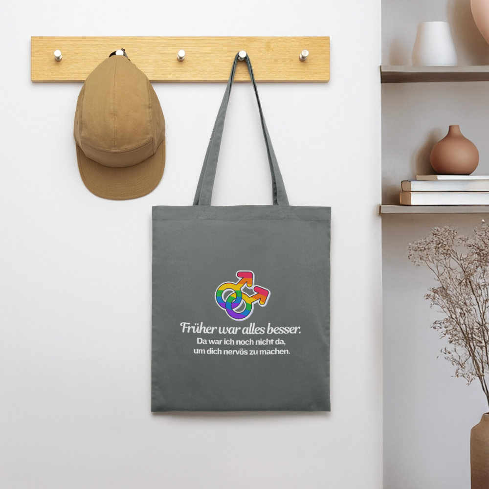 Früher war alles besser - Stanley/Stella Bio-Stoffbeutel | Queer Statement Bag - Anthrazit