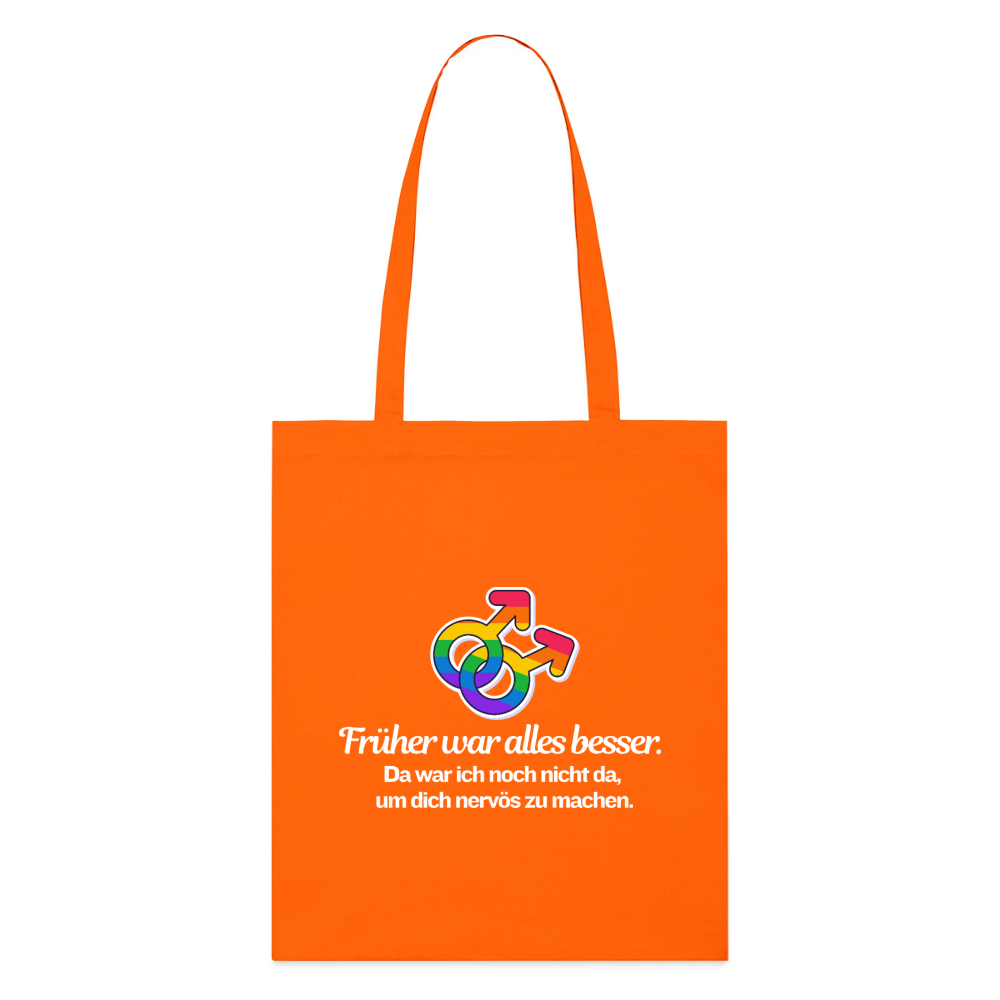 Früher war alles besser - Stanley/Stella Bio-Stoffbeutel | Queer Statement Bag - Tieforange