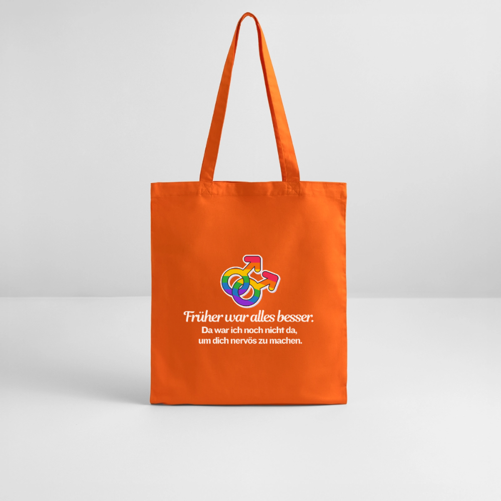 Früher war alles besser - Stanley/Stella Bio-Stoffbeutel | Queer Statement Bag - Tieforange
