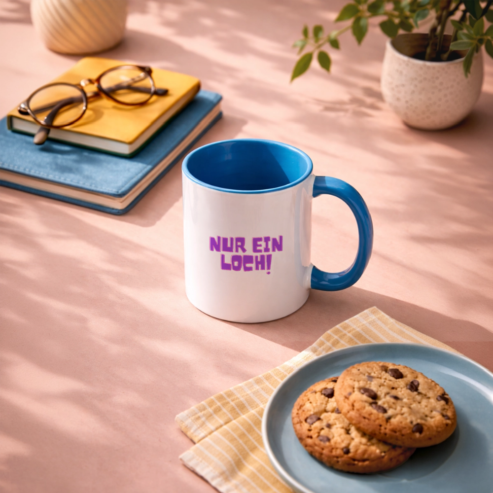 Nur ein Loch! | Kink Fetish Pride Tasse zweifarbig - Weiß/Hellblau