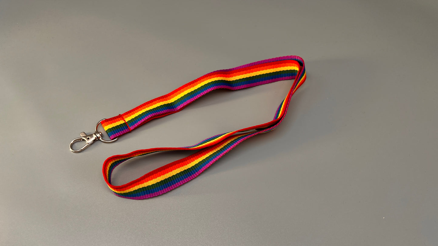 Regenbogen Schlüsselband, lang, mit Karabinerhaken