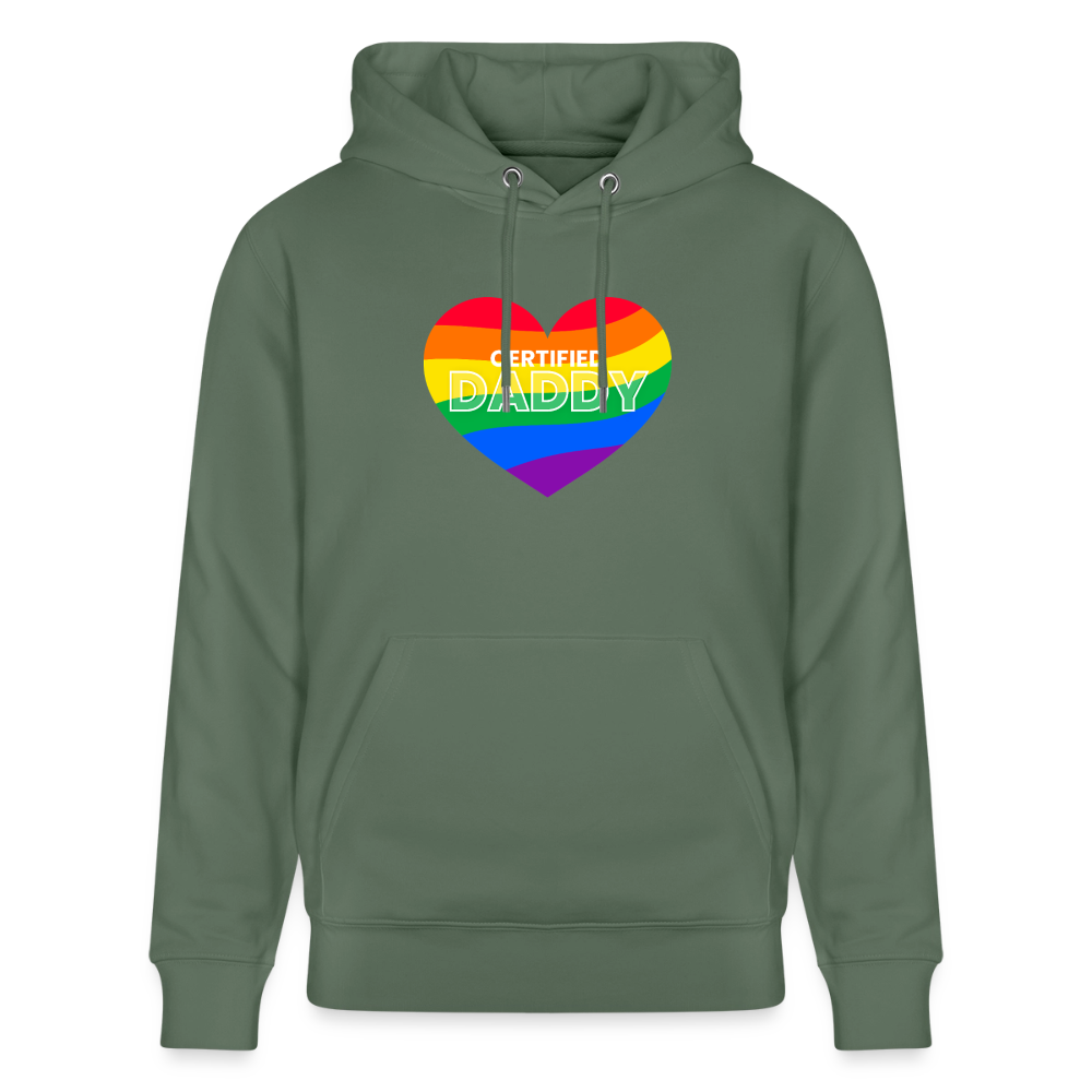 Tanngrünes Bio-Hoodie mit dem stolzen CERTIFIED DADDY Kink Pride Motiv