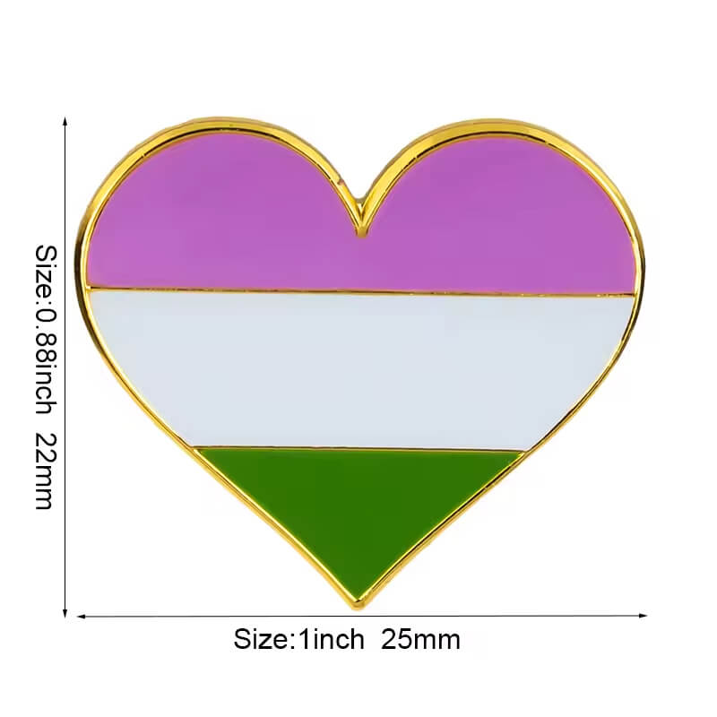 LGBTIQ+ Emaille-Pin Herzform | Pride Anstecknadel für Rucksack & Revers