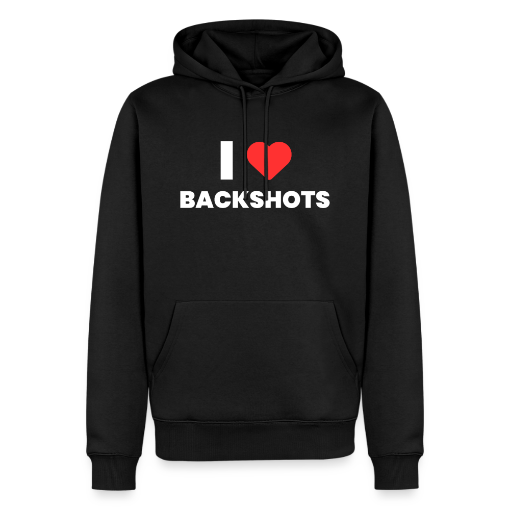 Tiefschwarzer Kuschel-Hoodie, sauber freigestellt auf transparentem Hintergrund. Das rote Grafik-Herz hebt sich extrem plastisch vom dunklen Stoff ab, während der schwarze Text im Inneren erst auf den zweiten Blick zündet.