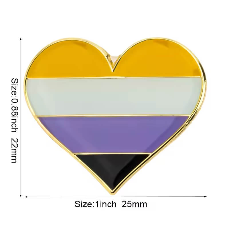 LGBTIQ+ Emaille-Pin Herzform | Pride Anstecknadel für Rucksack & Revers