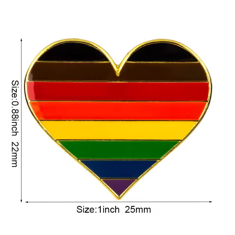LGBTIQ+ Emaille-Pin Herzform | Pride Anstecknadel für Rucksack & Revers
