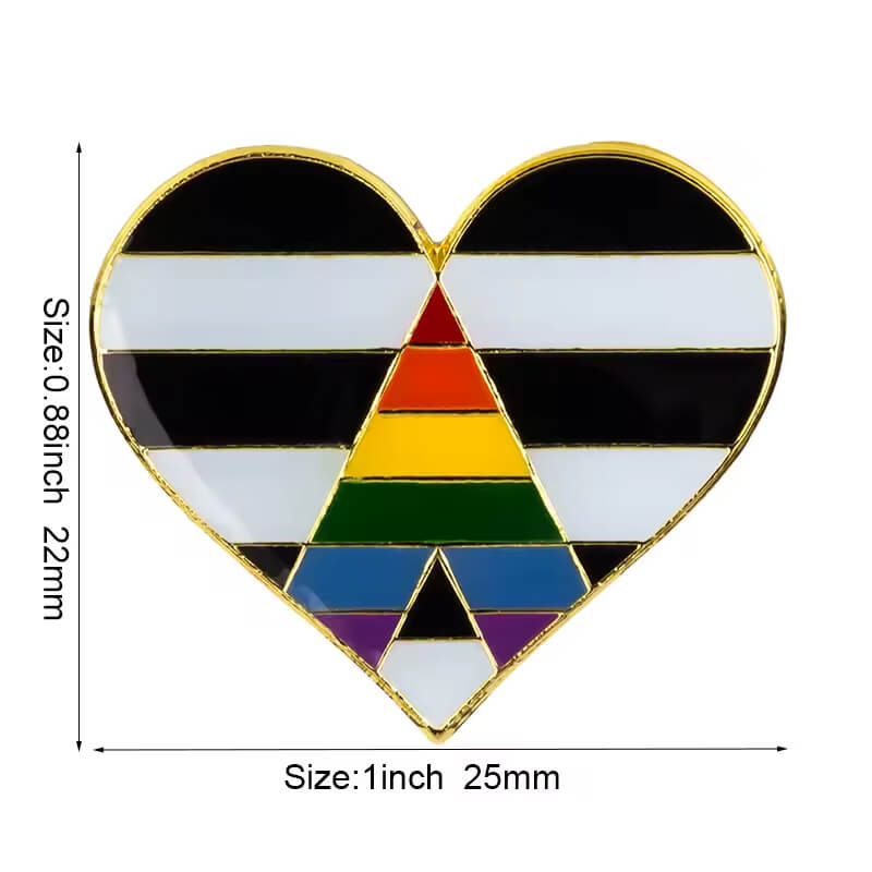 LGBTIQ+ Emaille-Pin Herzform | Pride Anstecknadel für Rucksack & Revers