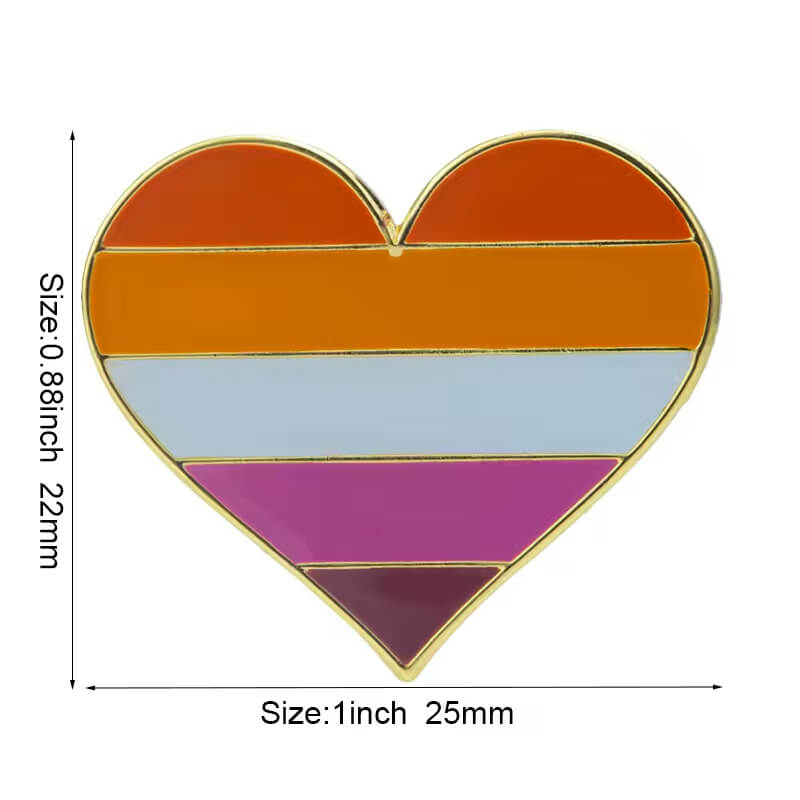 LGBTIQ+ Emaille-Pin Herzform | Pride Anstecknadel für Rucksack & Revers