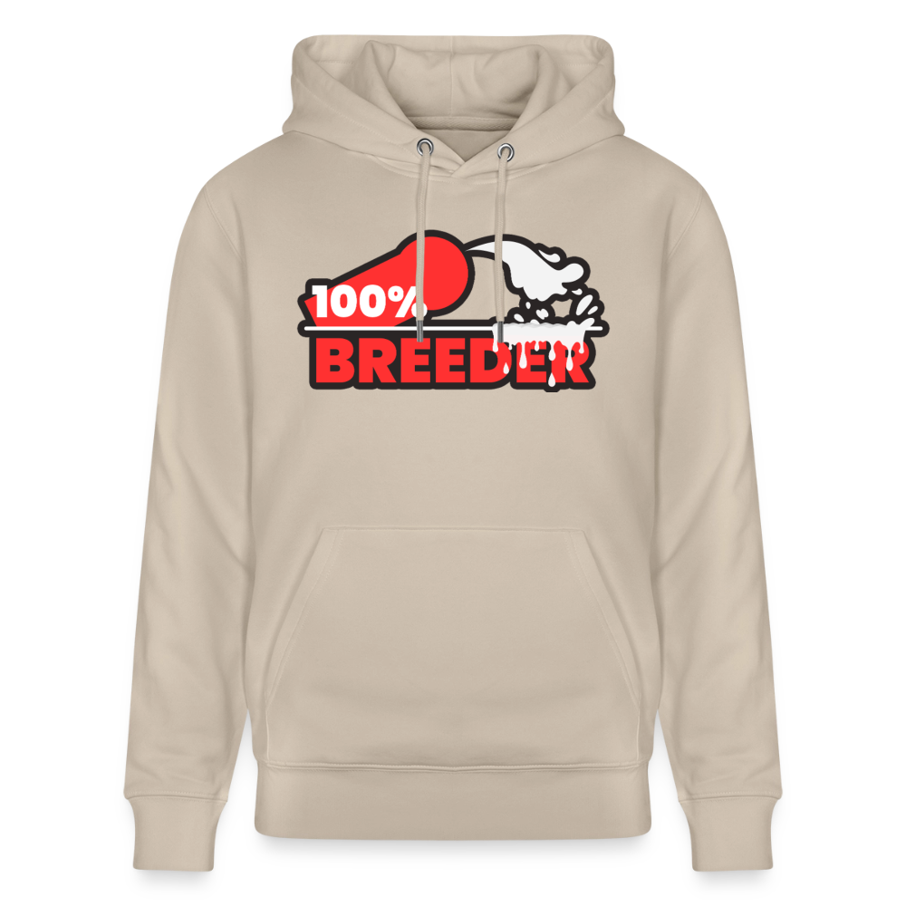 Beiges Bio-Hoodie mit selbstbewusstem 100% Breeder Statement