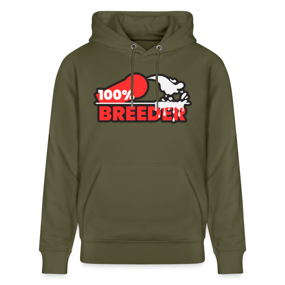 Khaki Grünes Bio-Hoodie mit kraftvollem Breeder Fetish Statement