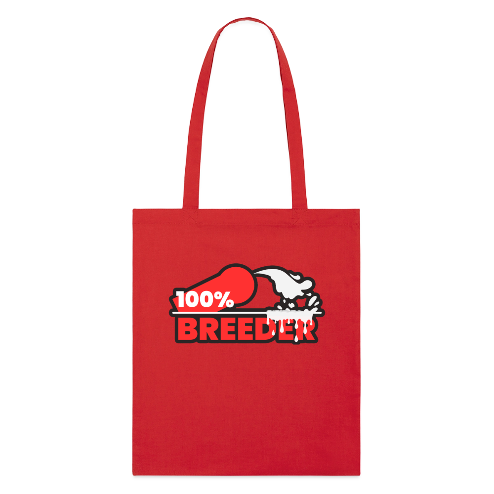 Roter Bio-Stoffbeutel mit dem ikonischen 100% Breeder Kink Design