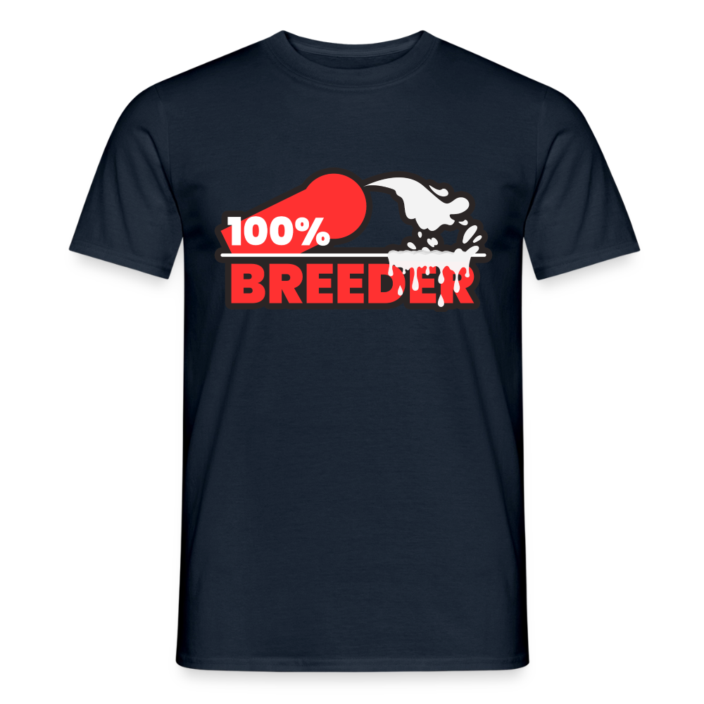 Navyblaues T-Shirt mit dem kraftvollen 100% Breeder Statement – perfekt für Tops und dominante Player