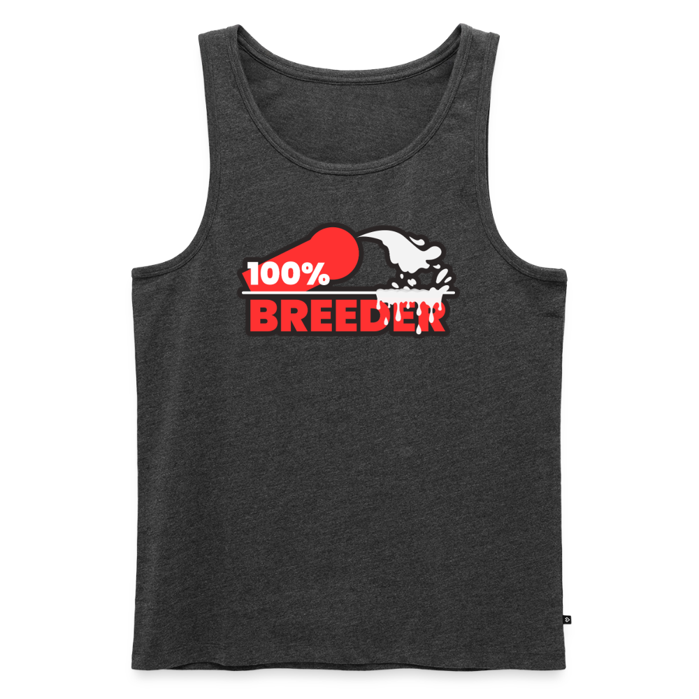 Anthrazit meliertes Tank Top mit dem dominanten 100% Breeder Motiv – ideales Fetisch Pride Statement für selbstbewusste Tops
