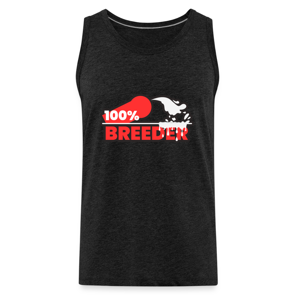 Anthrazitfarbenes Premium Tank Top mit kraftvollem "100% Breeder" Kink Fetish Design von PrideLAB – starkes Statement für dominante Tops und aktive Player