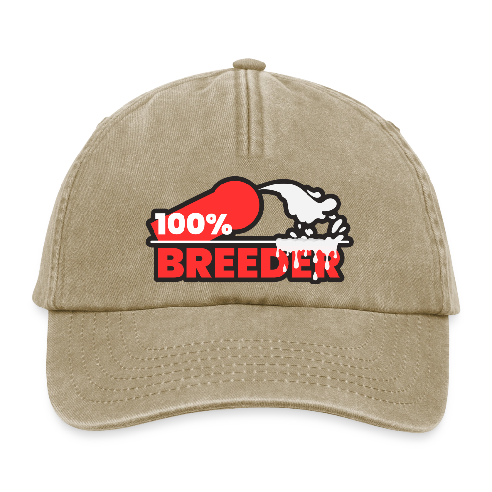 Vintage beige Cap mit dem provokanten 100% Breeder Kink Pride Design