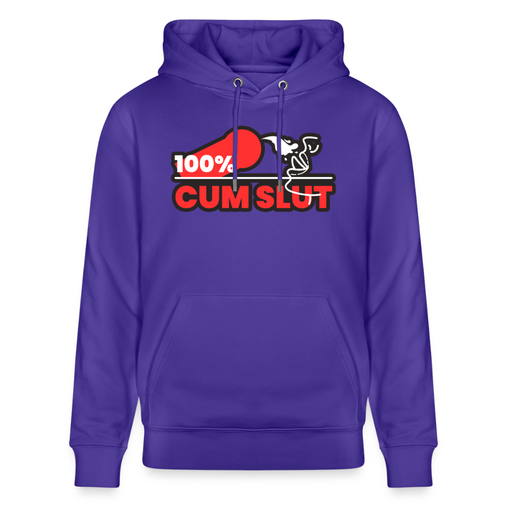 Purple Love Bio-Hoodie mit dem direkten Cum Slut Kink Pride Motiv