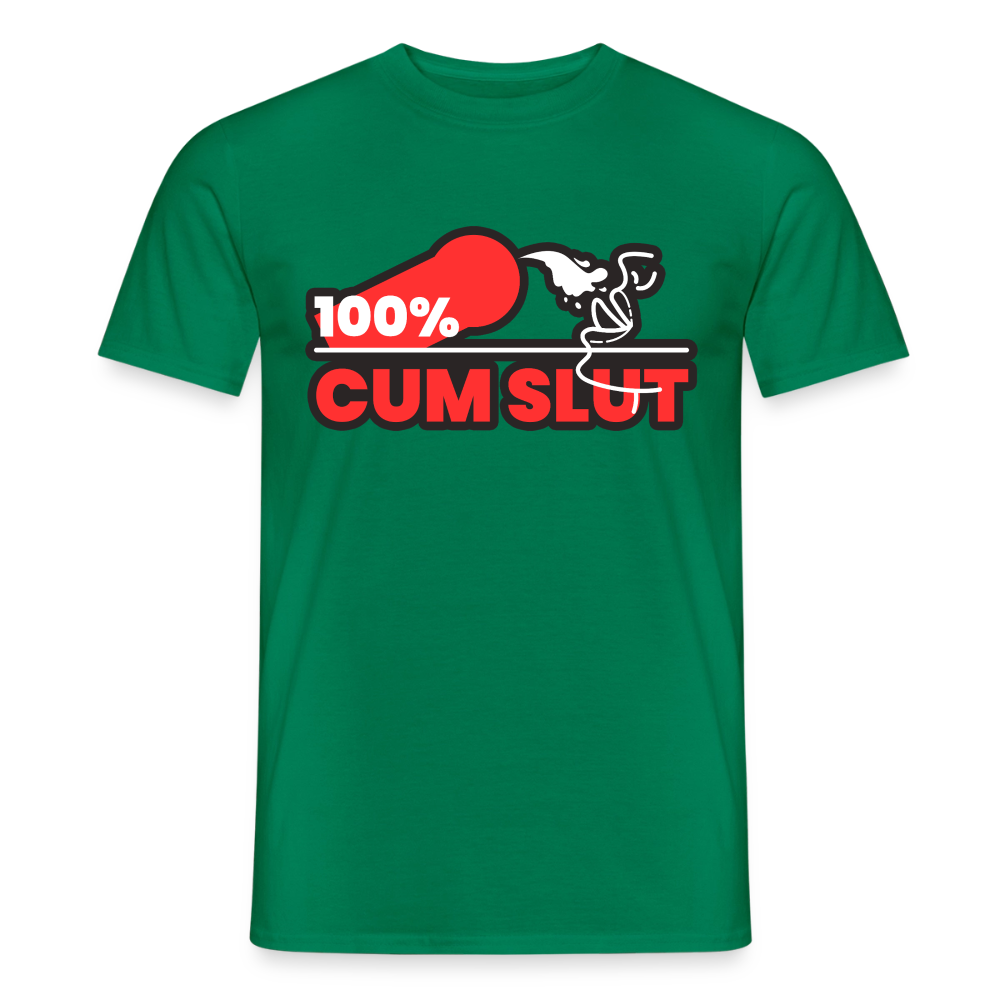 Kelly Green T-Shirt mit frechem "100% Cum Slut" Fetish Motiv