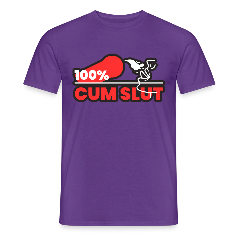 Lila T-Shirt mit humorvollem 100% Cum Slut Statement