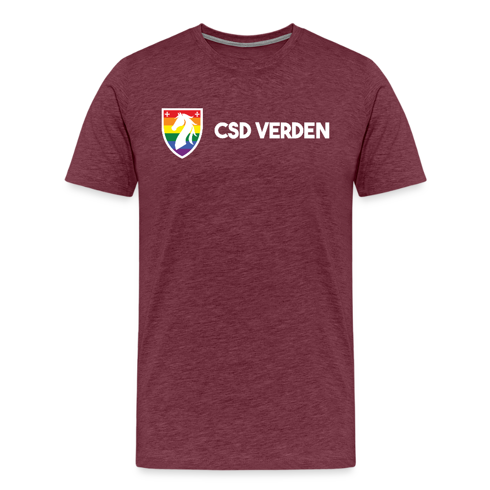 CSD Verden Premium Pride T-Shirt Doppelseitig - Bordeauxrot meliert