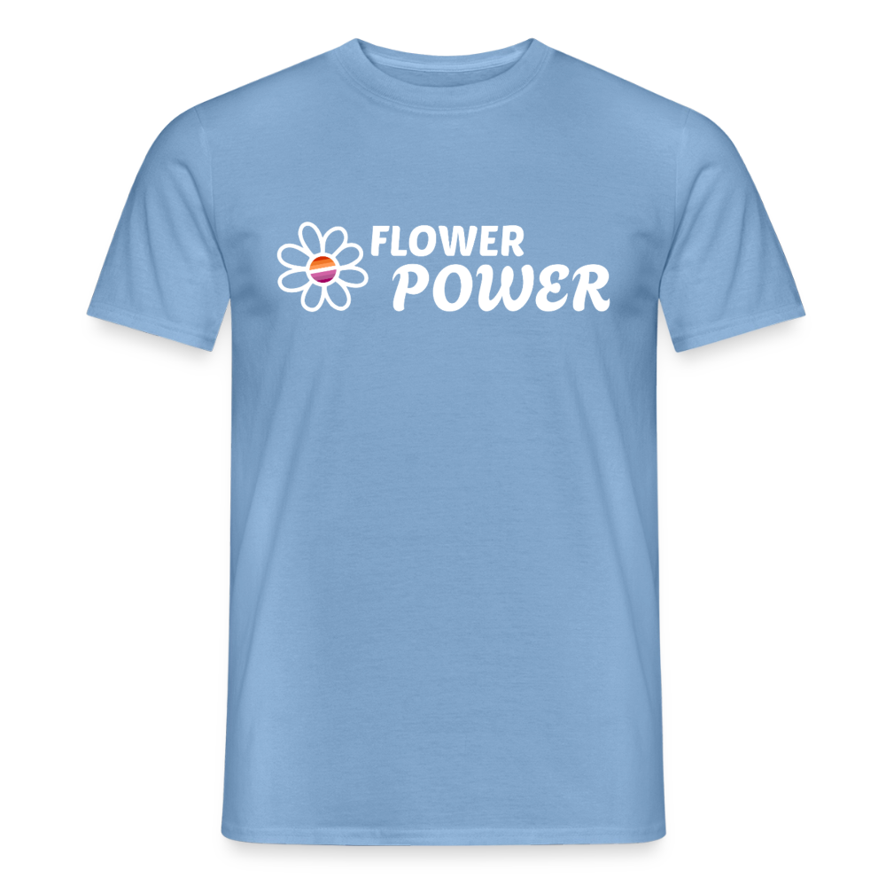 Flower Power Lesbisch T-Shirt | Retro WLW Pride LGBTQ - Carolina Blue