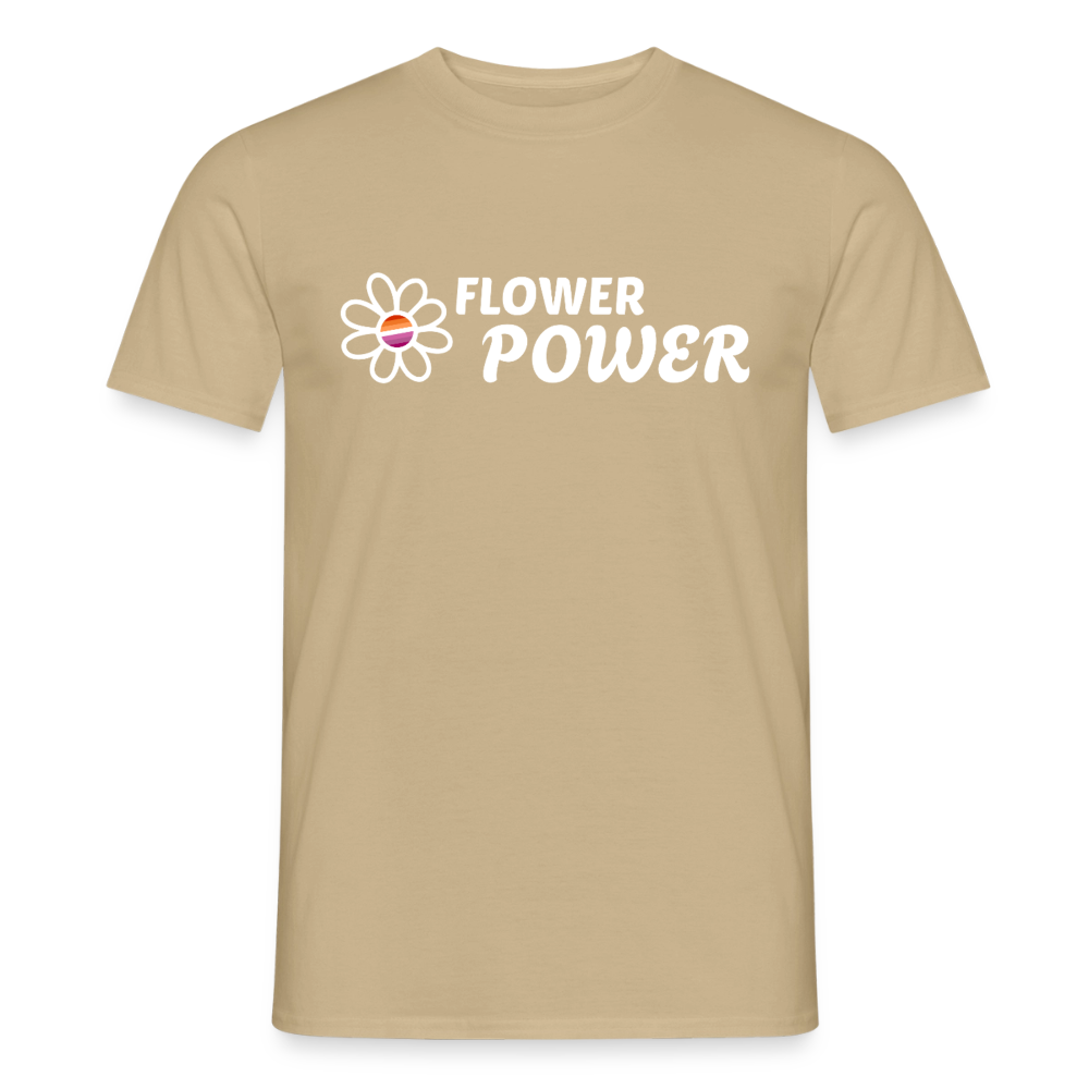 Flower Power Lesbisch T-Shirt | Retro WLW Pride LGBTQ - Sandbeige