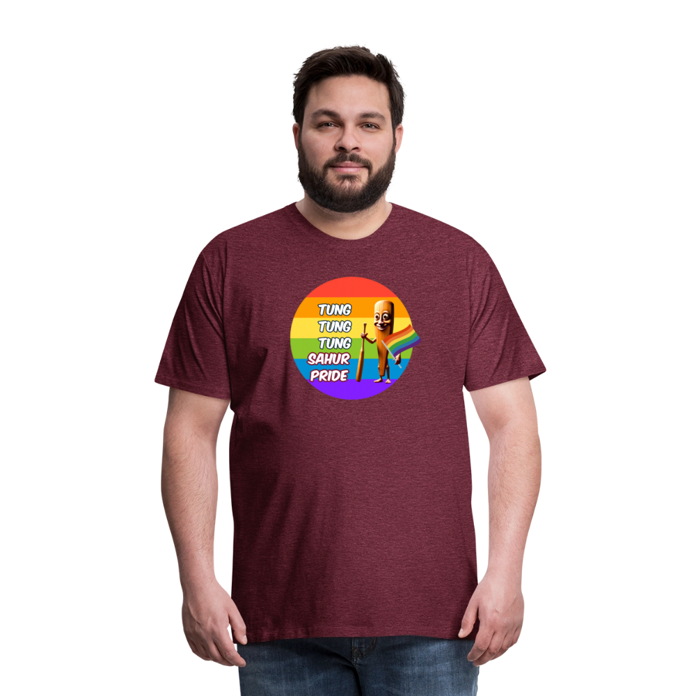 Tung Tung Tung Sahur Pride Premium T-Shirt - Bordeauxrot meliert