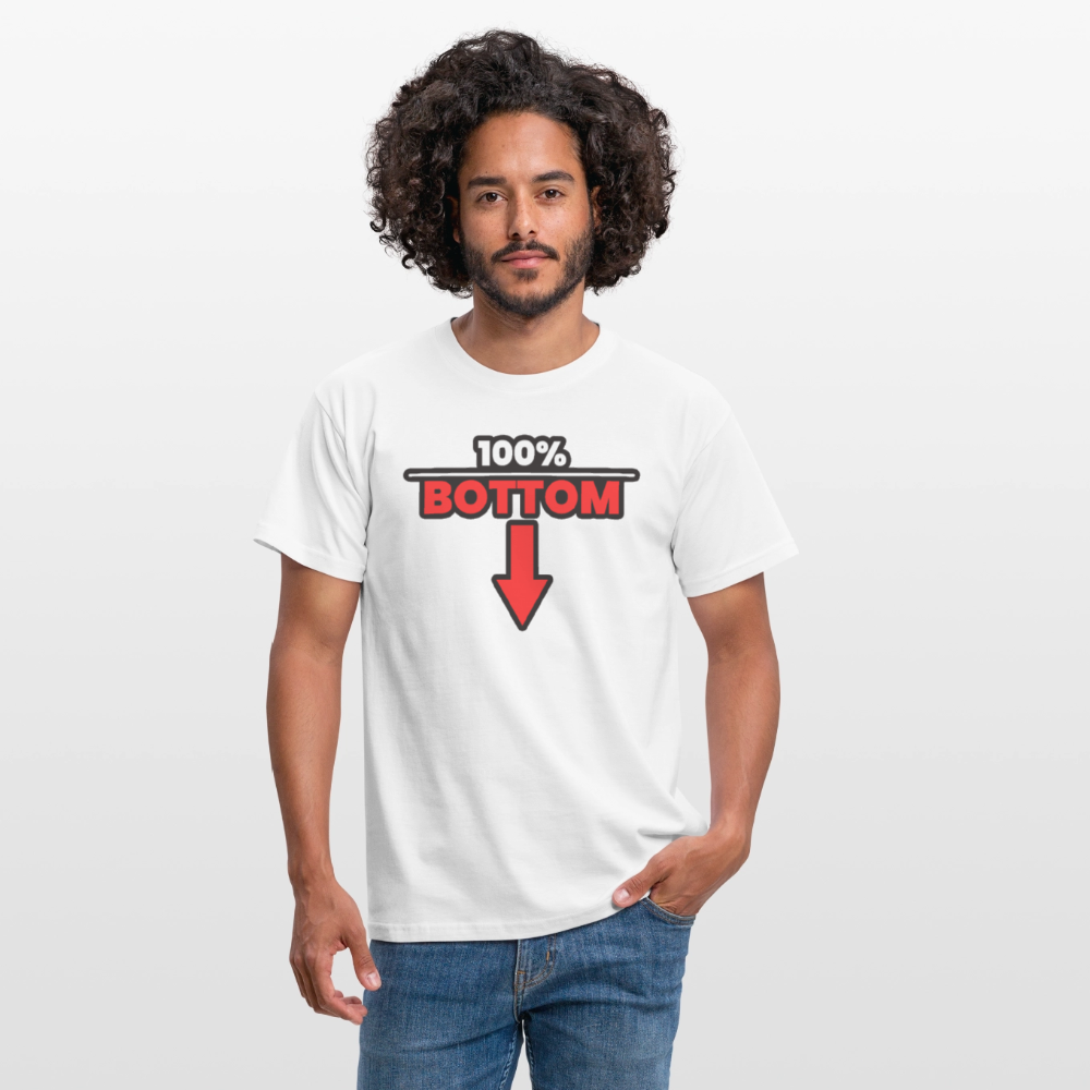 100% BOTTOM [PFEIL] | Kink Fetish Pride T-Shirt - Weiß