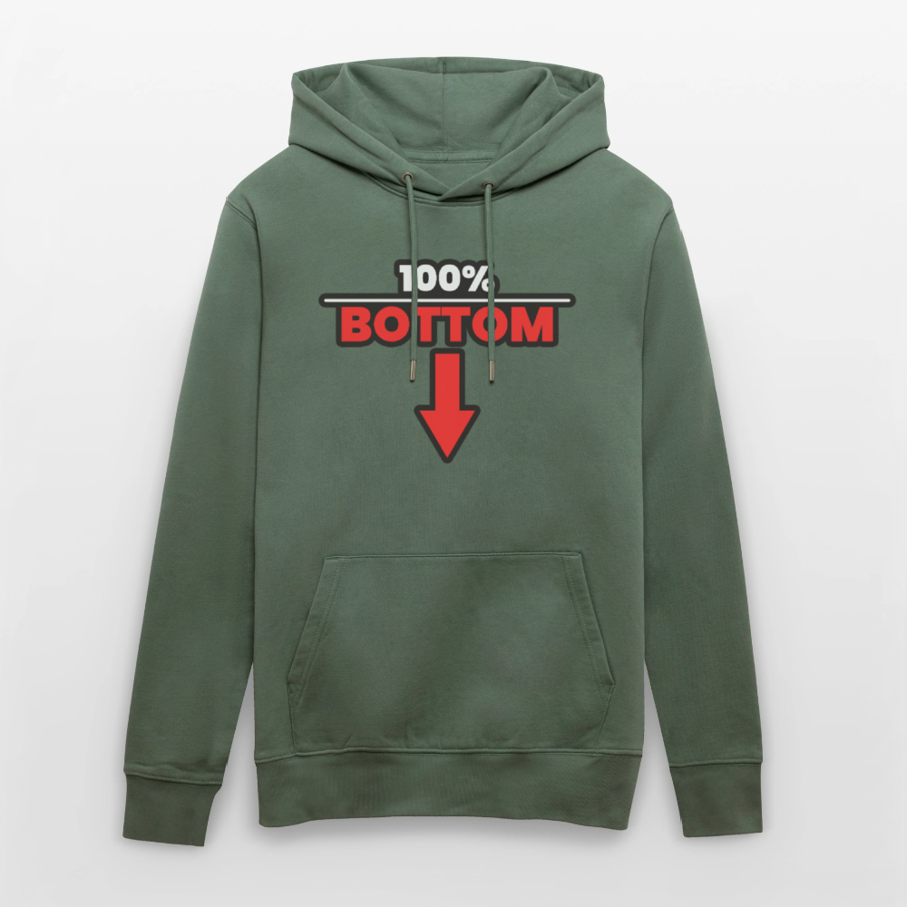 100% BOTTOM [PFEIL] | Kink Fetish Pride Bio-Hoodie Unisex - Tanngrün