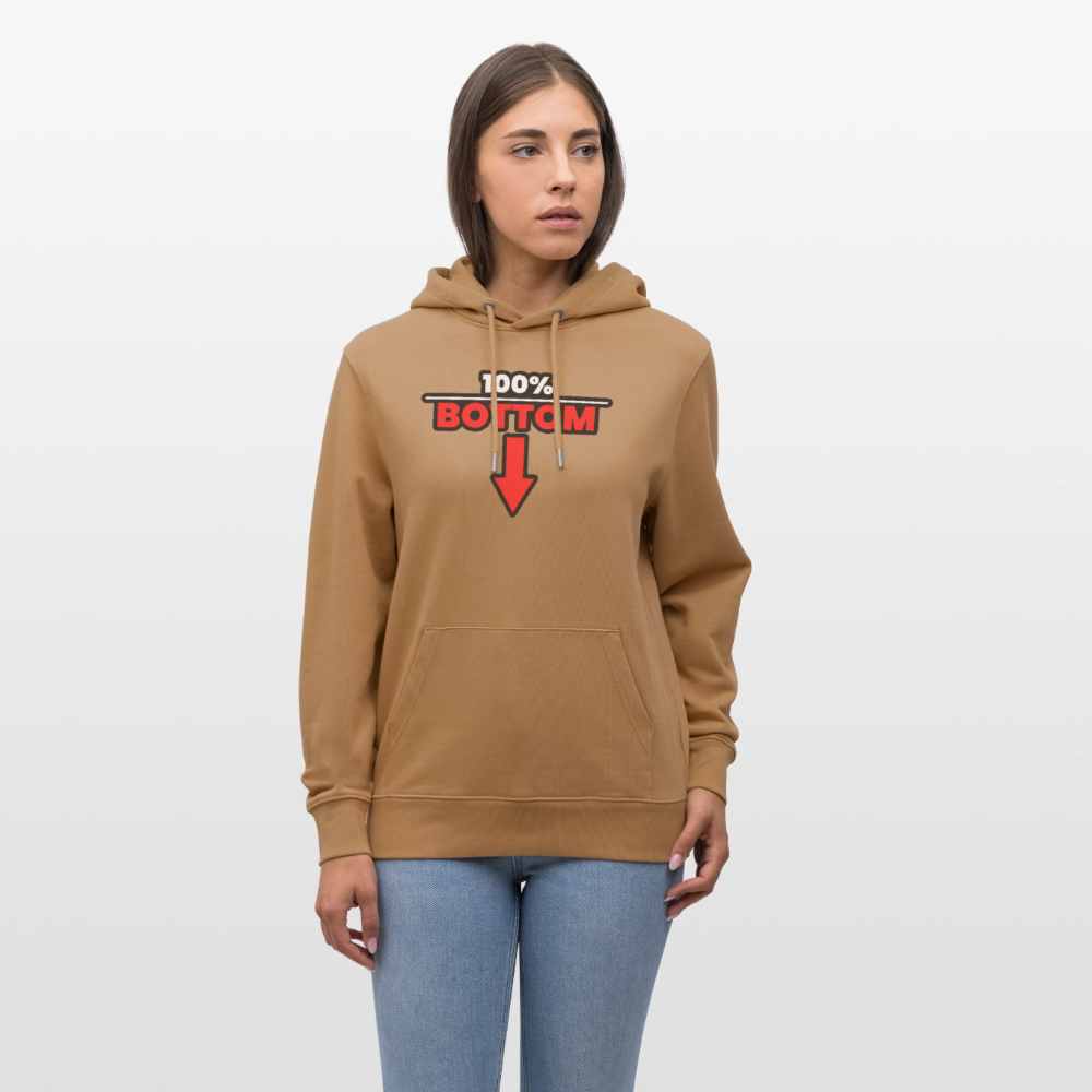 100% BOTTOM [PFEIL] | Kink Fetish Pride Bio-Hoodie Unisex - Karamell 