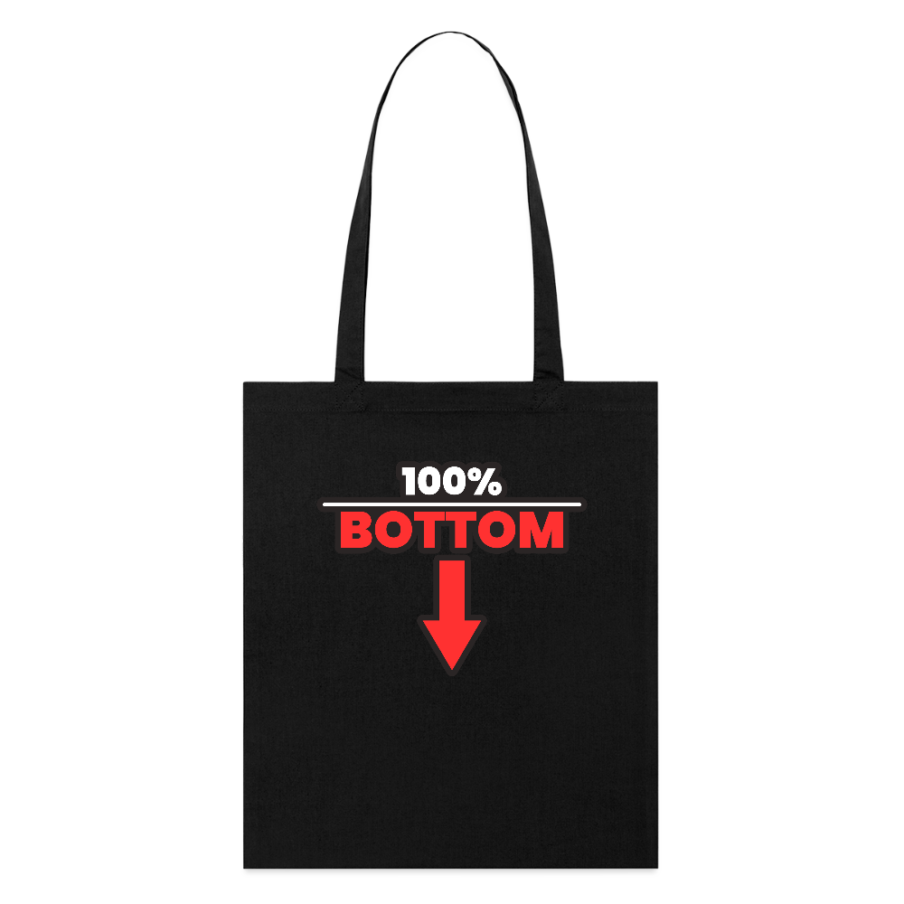100% BOTTOM [PFEIL] | Kink Fetish Pride Bio-Stoffbeutel - Schwarz