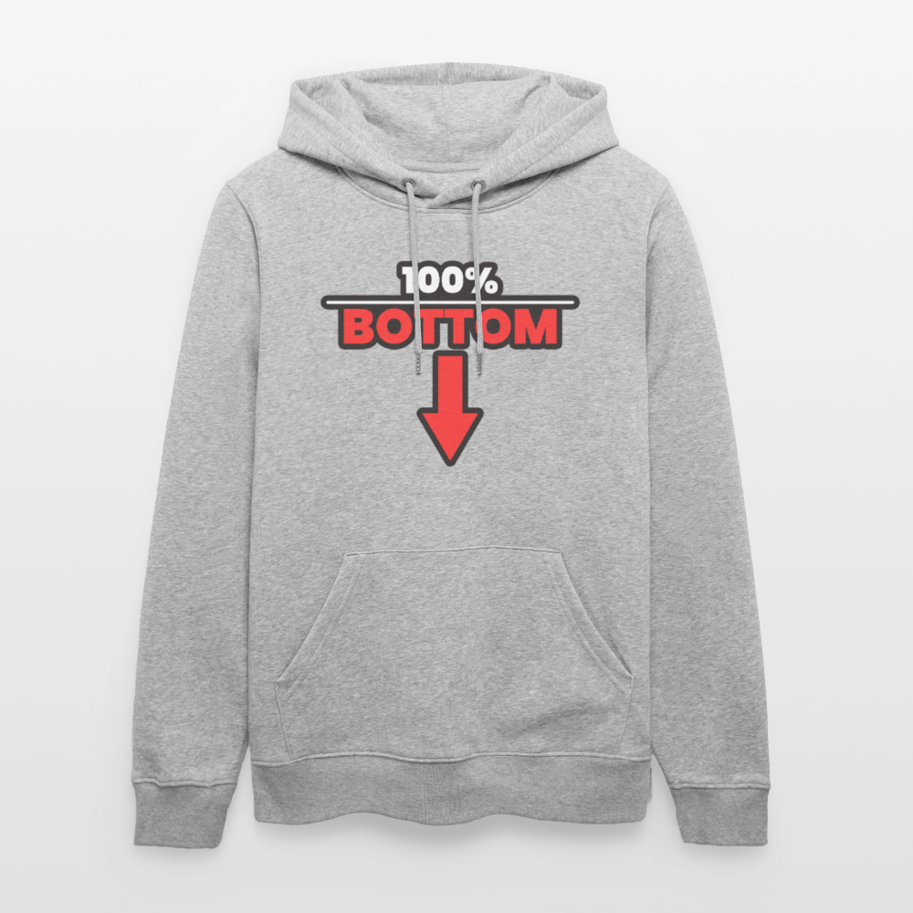 100% BOTTOM [PFEIL] | Kink Fetish Pride Bio-Hoodie Unisex - Grau meliert