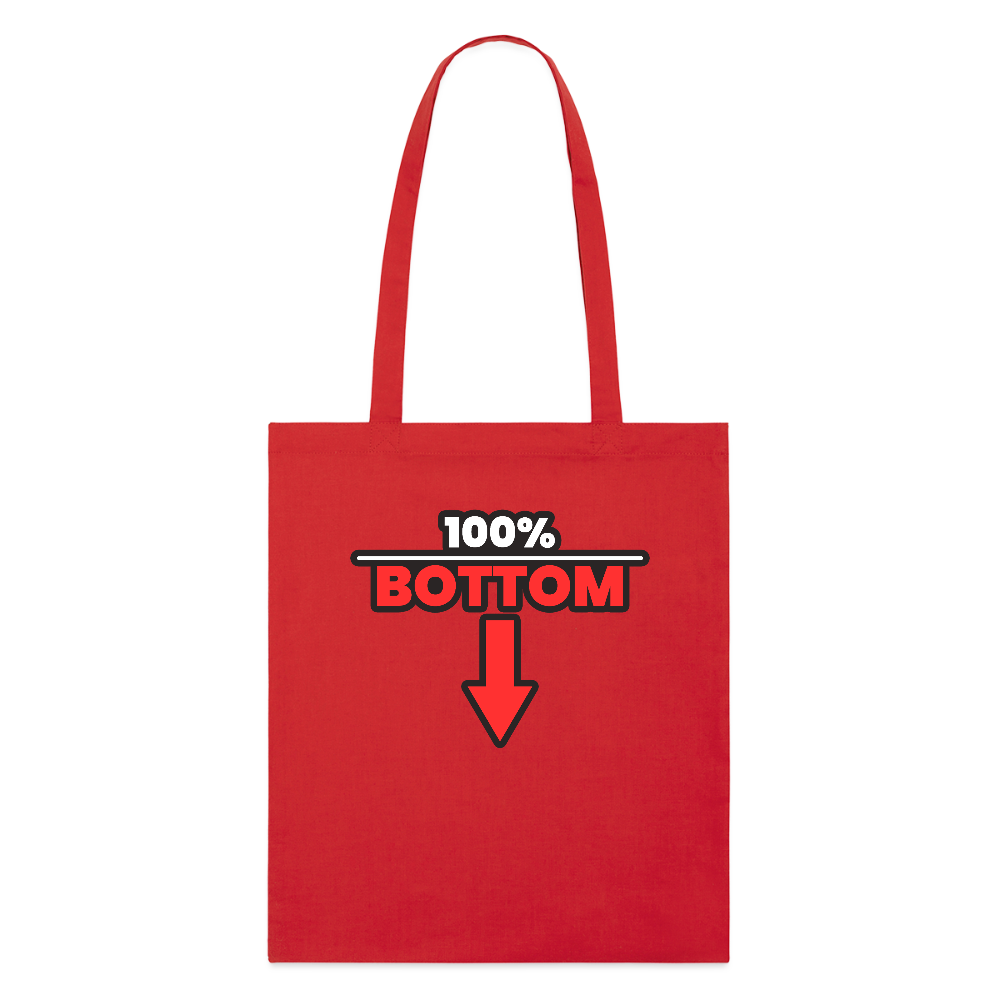 100% BOTTOM [PFEIL] | Kink Fetish Pride Bio-Stoffbeutel - Rot