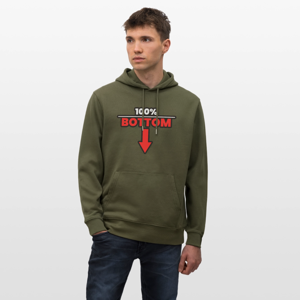 100% BOTTOM [PFEIL] | Kink Fetish Pride Bio-Hoodie Unisex - Khaki Grün