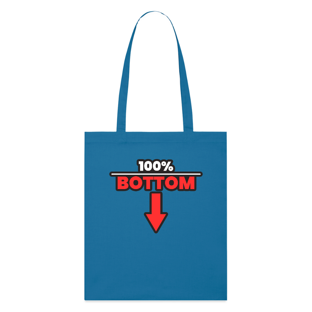 100% BOTTOM [PFEIL] | Kink Fetish Pride Bio-Stoffbeutel - Königsblau