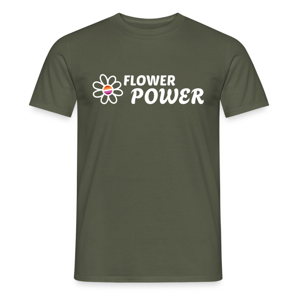 Flower Power Lesbisch T-Shirt | Retro WLW Pride LGBTQ - Militärgrün