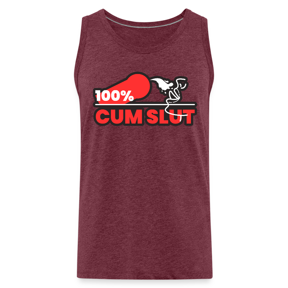 100% CUM SLUT | Kink Fetish Pride Premium Tank Top - Bordeauxrot meliert