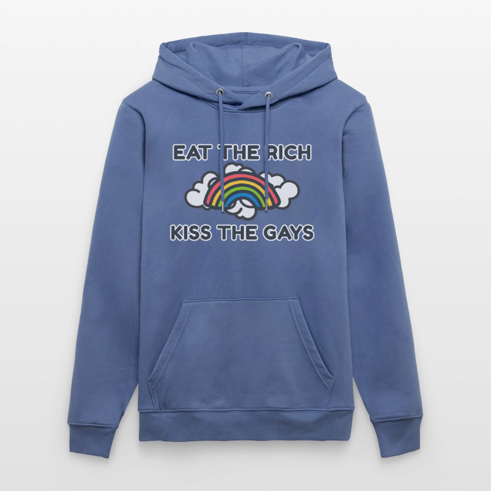 Eat the Rich, Kiss the Gays! Unisex Bio Hoodie - Blau