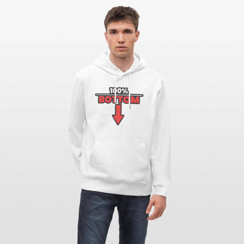100% BOTTOM [PFEIL] | Kink Fetish Pride Bio-Hoodie Unisex - Weiß