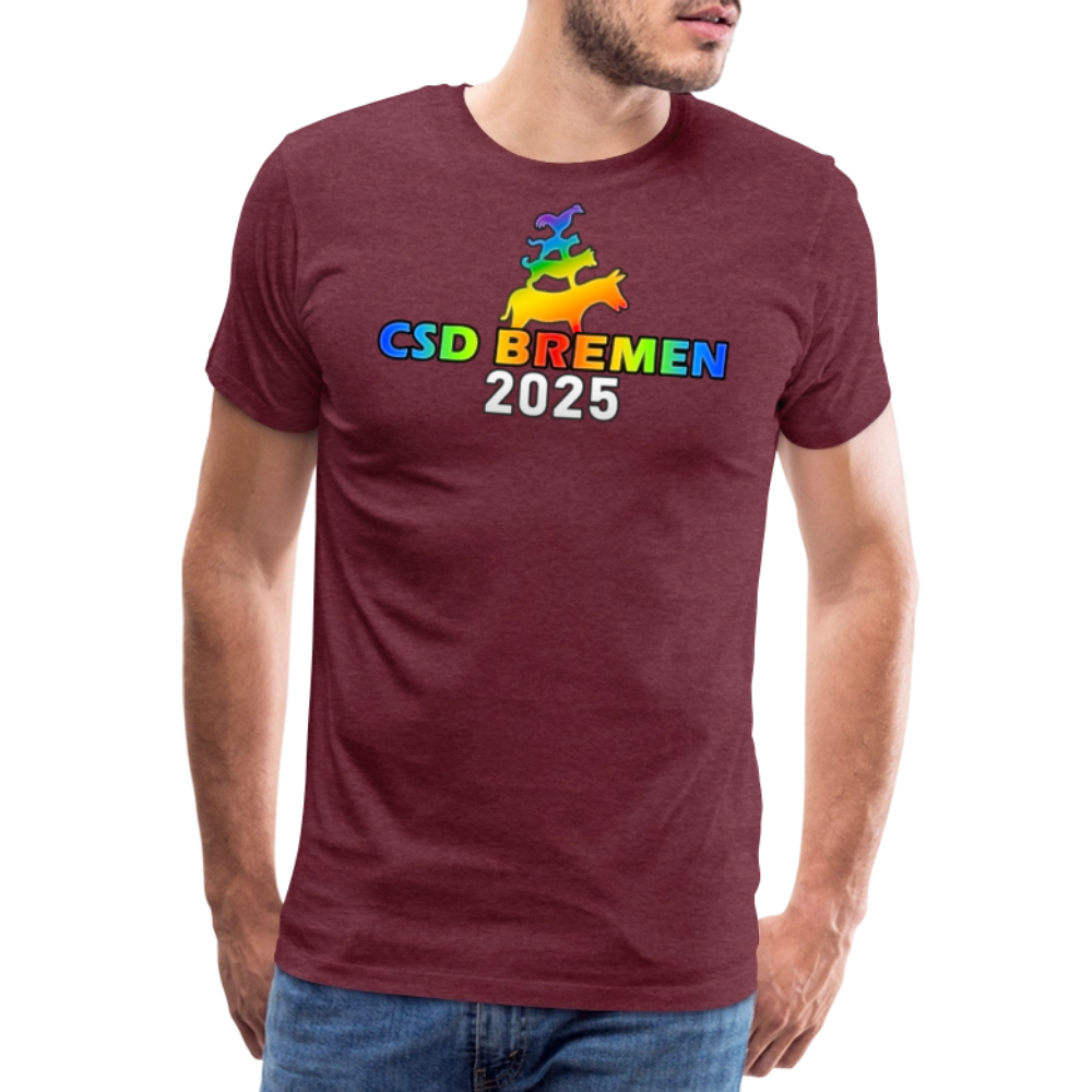 CSD Bremen 2025 Pride Premium T-Shirt - Bordeauxrot meliert