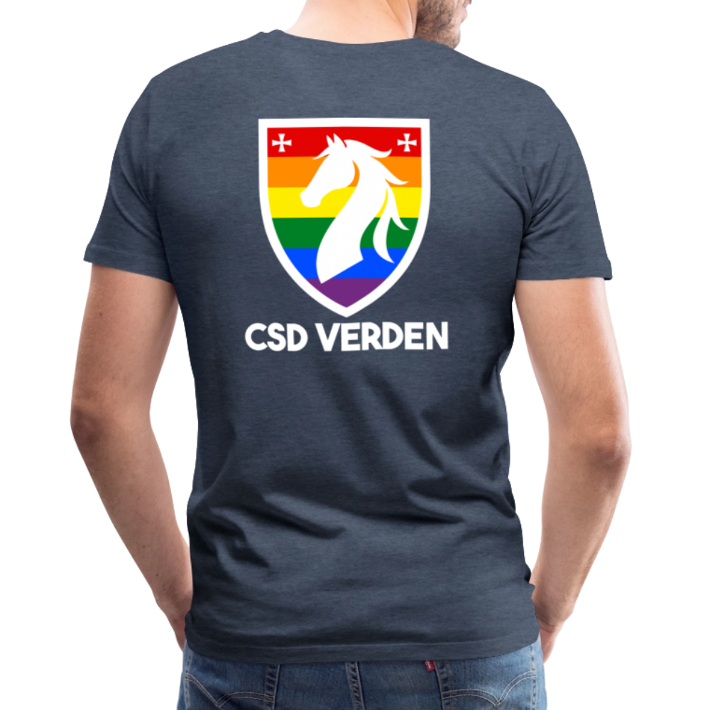 CSD Verden Premium Pride T-Shirt Doppelseitig - Blau meliert