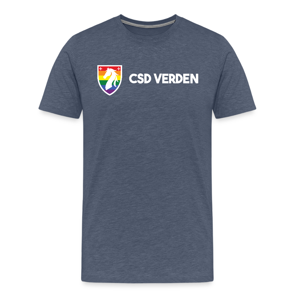 CSD Verden Premium Pride T-Shirt Doppelseitig - Blau meliert